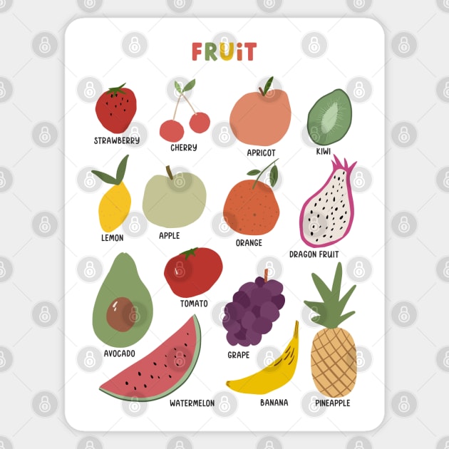 Fruit in Rainbow Colors for Kids Sticker by hwprintsco